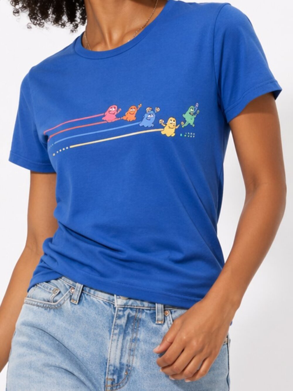 PAC-MAN Retro Gaming Short Sleeve Blue Tee T-Shirt Small